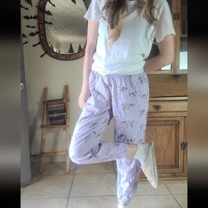 VICTORIA’S SECRET Purple and Silver Holiday Reindeer Joggers Pajama Pants Size S